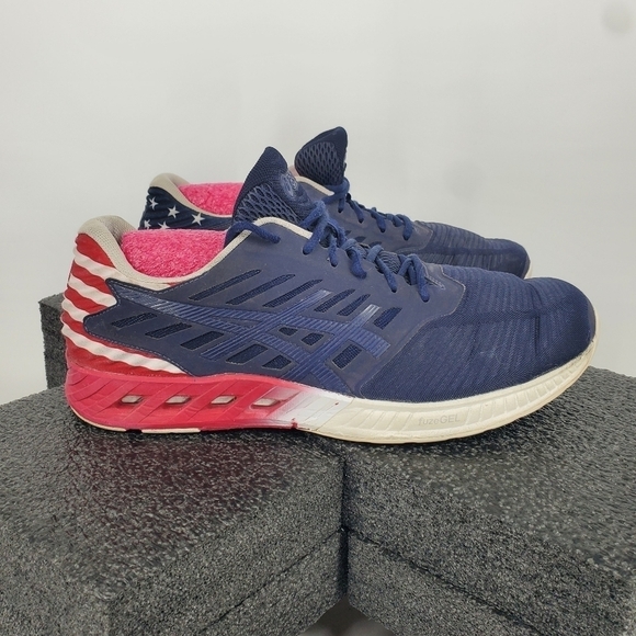 Asics Shoe Men's 12 FuzeX Patriotic USA Flag Running Sneakers T6K0N - Picture 7 of 10